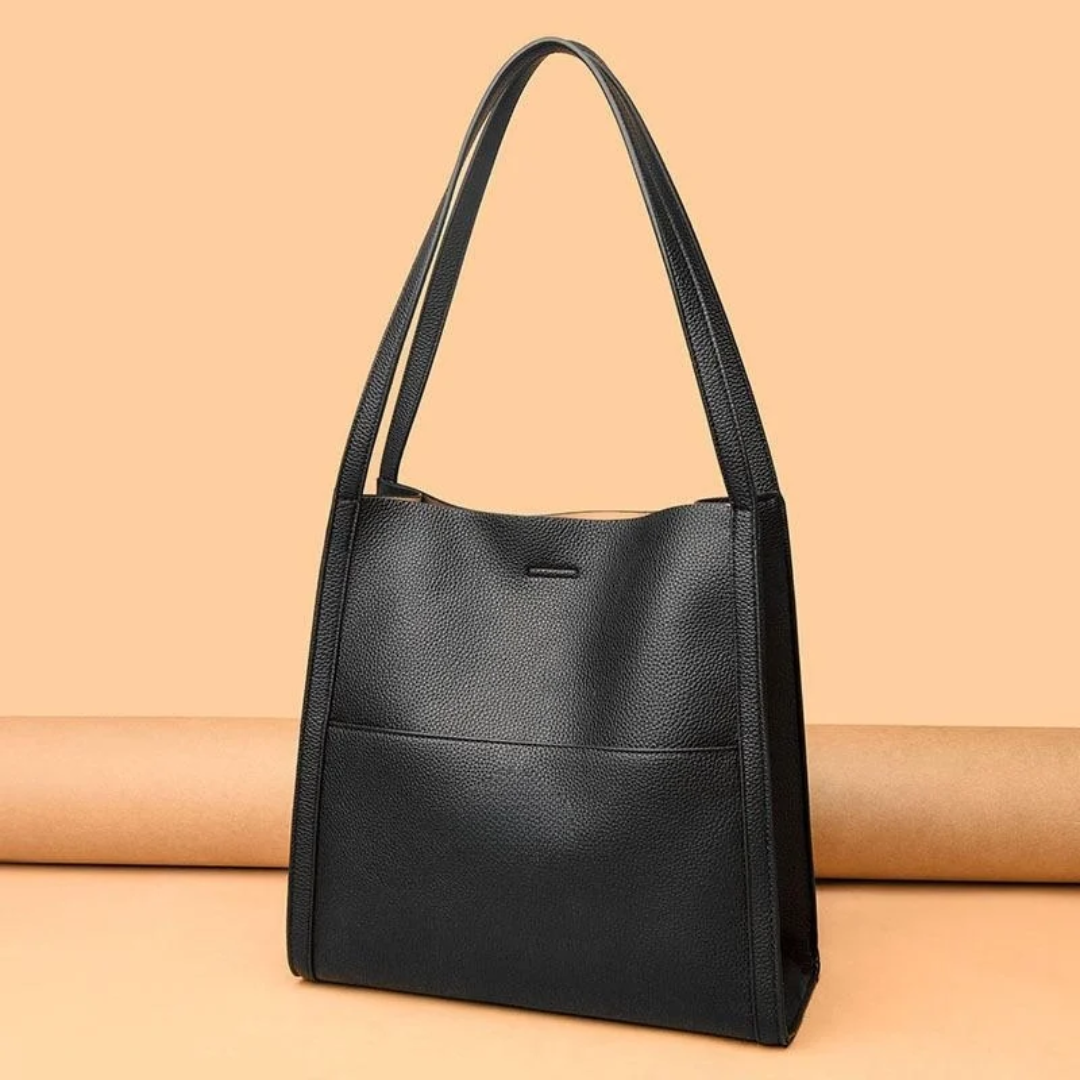 Women's Leather Shoulder Bag with Front Pocket