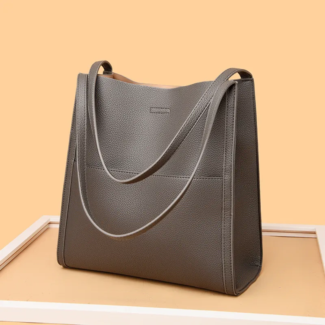 Women's Leather Shoulder Bag with Front Pocket