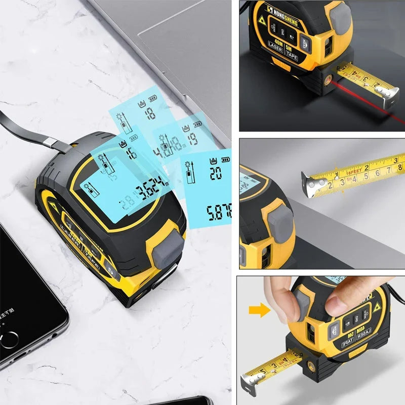 Laser Tape Measure | 3-in-1 Distance & Cross-Line | 5m Tape