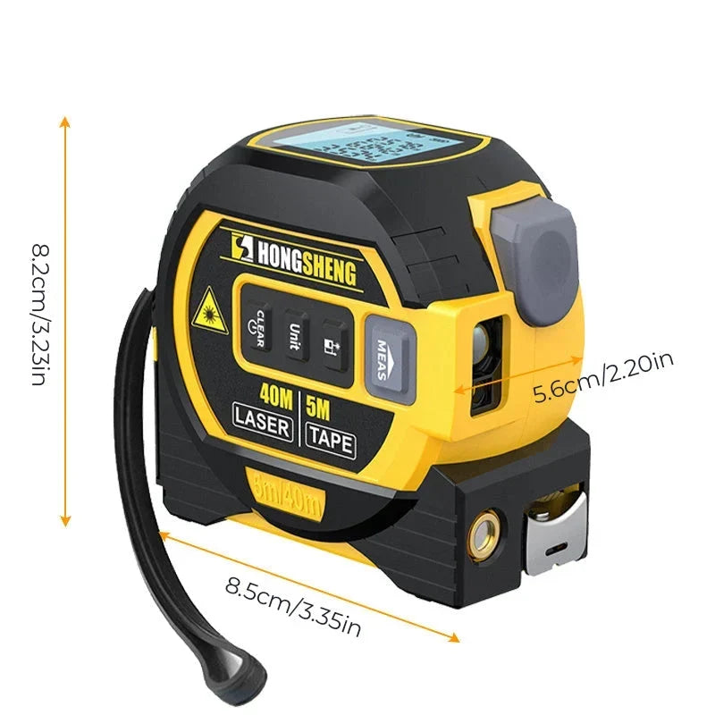 Laser Tape Measure | 3-in-1 Distance & Cross-Line | 5m Tape