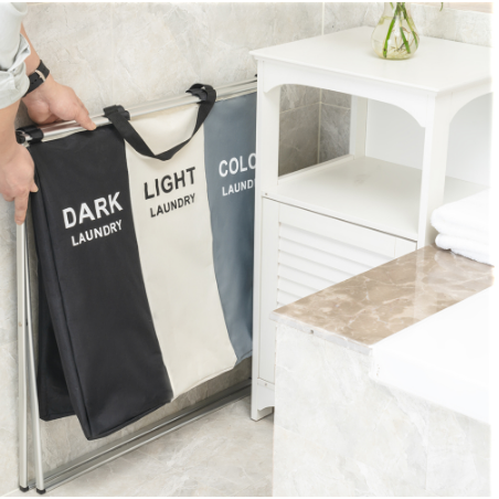 Laundry Basket Sorter Hamper with Collapsible Aluminum Frame and Dividers for Organization