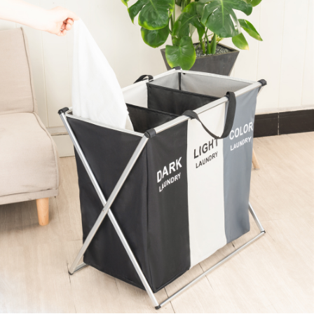 Laundry Basket Sorter Hamper with Collapsible Aluminum Frame and Dividers for Organization