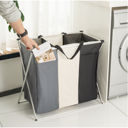Laundry Basket Sorter Hamper with Collapsible Aluminum Frame and Dividers for Organization