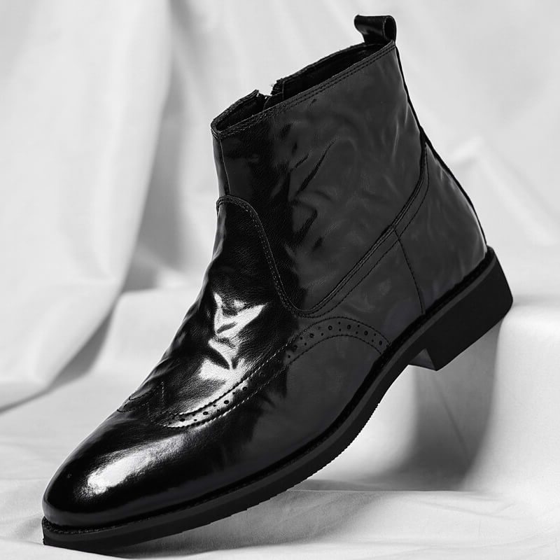 Leather Brogue Ankle Boots for Men