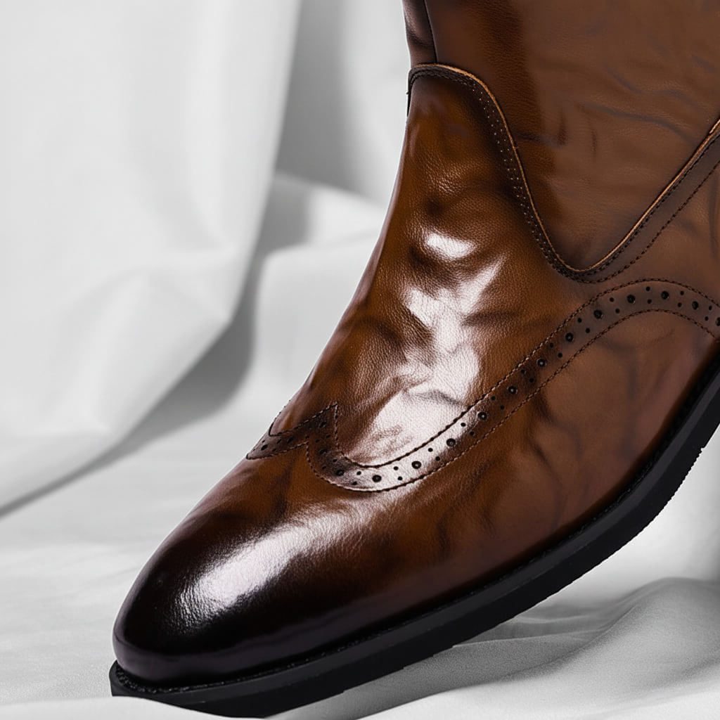 Leather Brogue Ankle Boots for Men