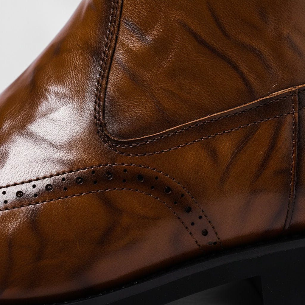 Leather Brogue Ankle Boots for Men