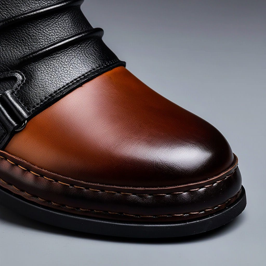 Leather Buckle Ankle Boots for Men