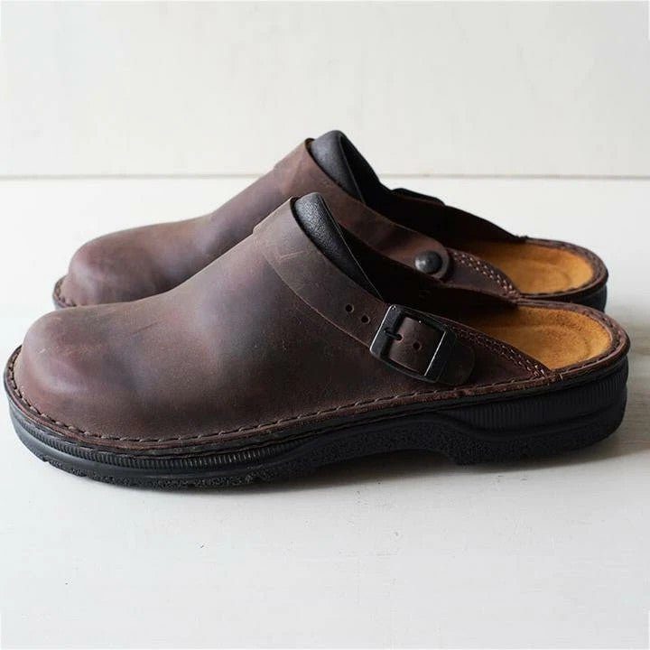 Leather Buckle Clogs for Men