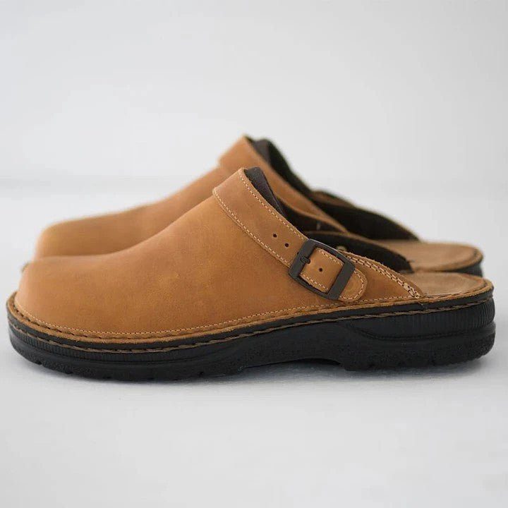 Leather Buckle Clogs for Men