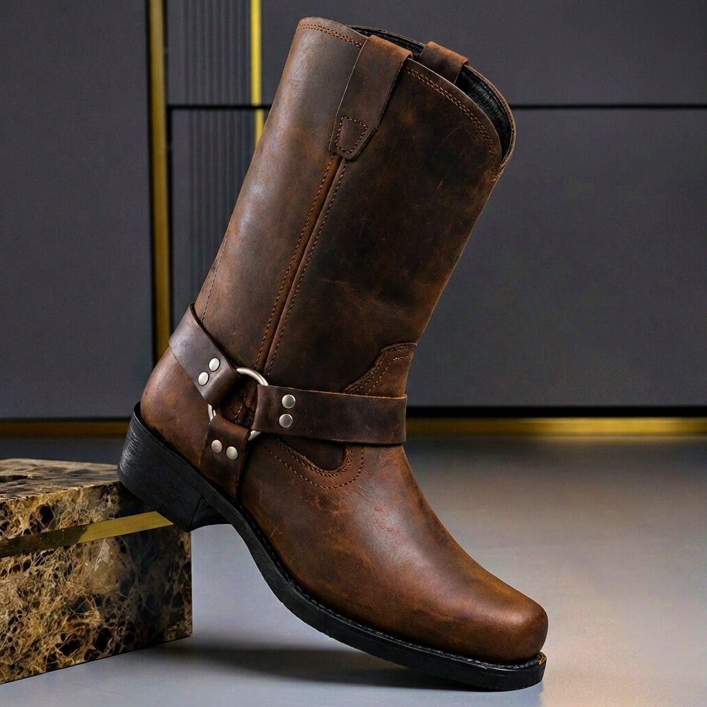 Leather Harness Boots for Men