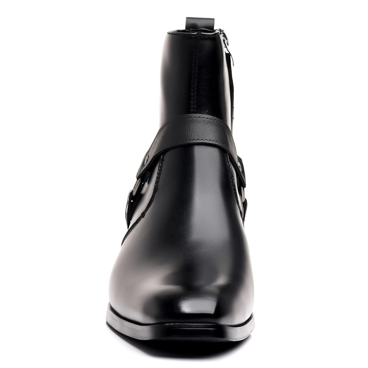 Leather Harness Heeled Boots for Men