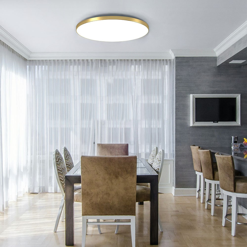 LED Ceiling Light Fixture with Flush Mount Design and Bright Modern Round Illumination