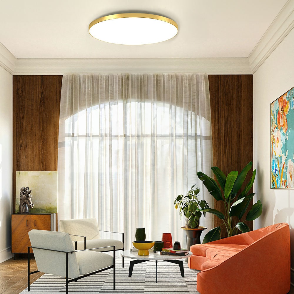 LED Ceiling Light Fixture with Flush Mount Design and Bright Modern Round Illumination
