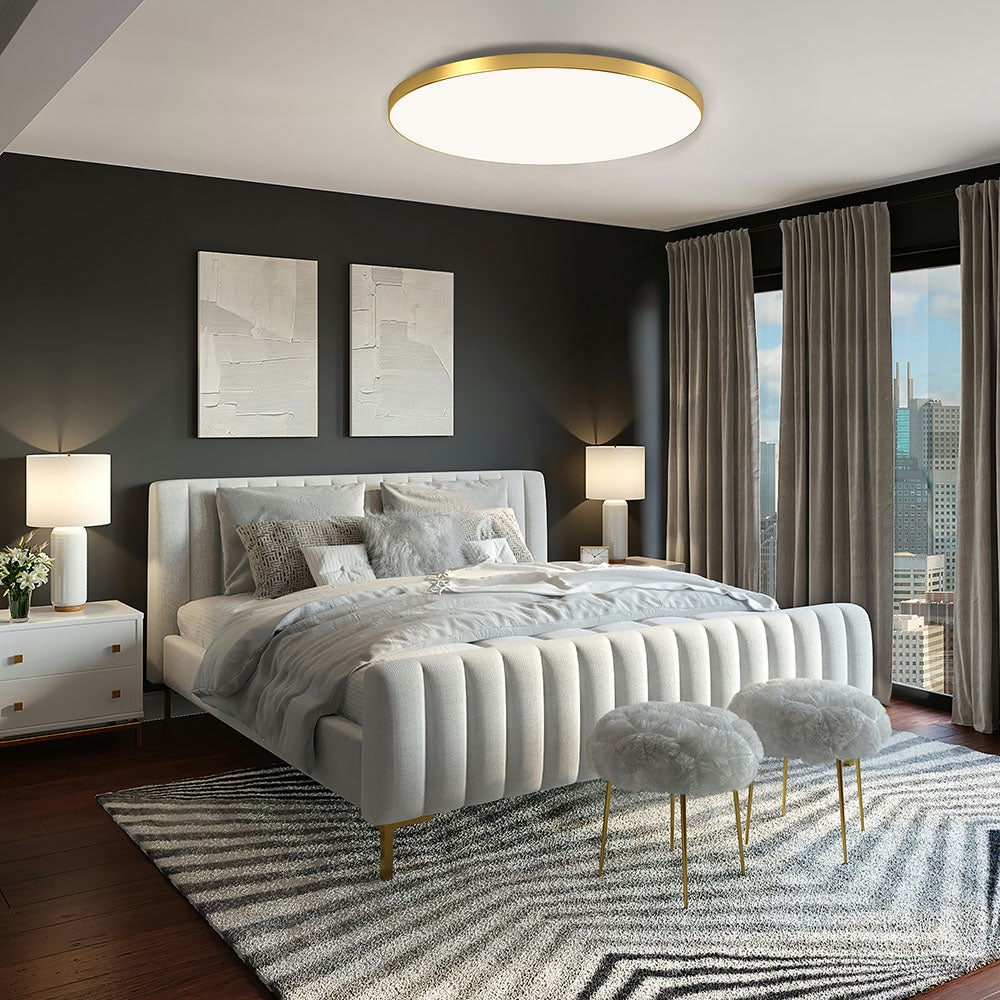 LED Ceiling Light Fixture with Flush Mount Design and Bright Modern Round Illumination