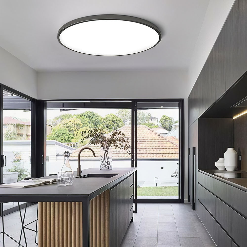 LED Ceiling Light Fixture with Flush Mount Design and Bright Modern Round Illumination