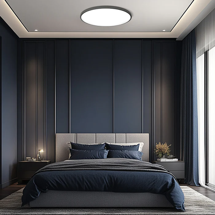 LED Ceiling Light Fixture with Flush Mount Design and Bright Modern Round Illumination