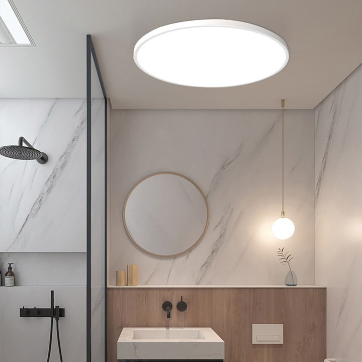 LED Ceiling Light Fixture with Flush Mount Design and Bright Modern Round Illumination