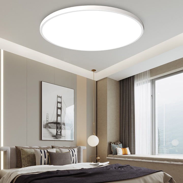 LED Ceiling Light Fixture with Flush Mount Design and Bright Modern Round Illumination