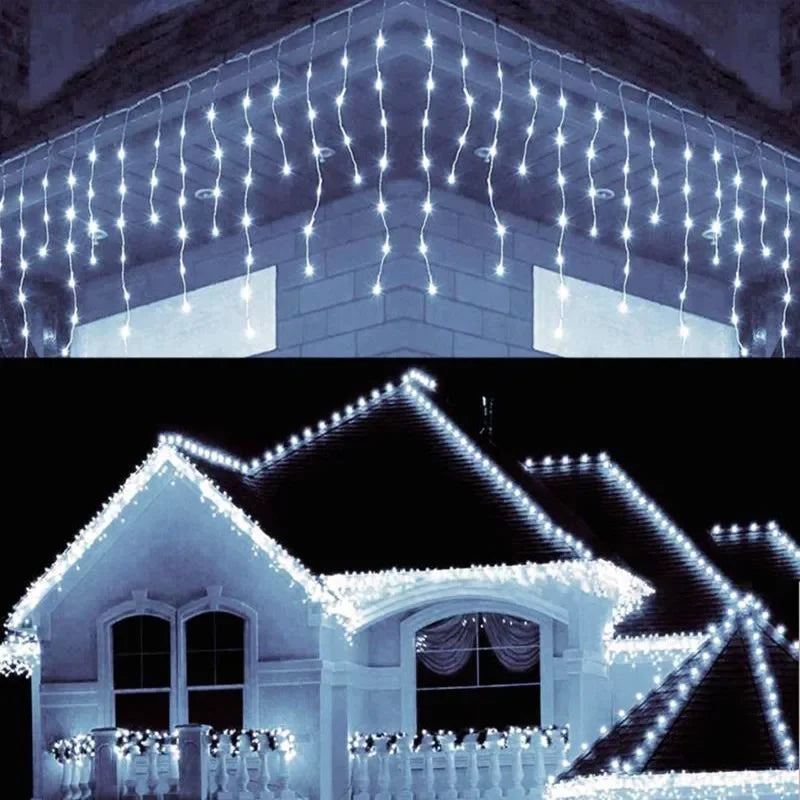 LED Icicle String Lights | 8 Modes | Festive Winter Curtain | Christmas & New Year Decoration | EU Plug