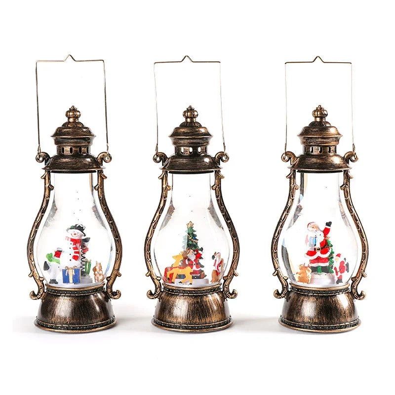 LED Lantern | Animated Snowfall & Rotating Snow Globe Scene | Tabletop