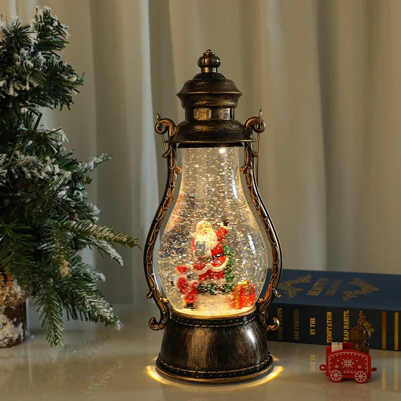 LED Lantern | Animated Snowfall & Rotating Snow Globe Scene | Tabletop