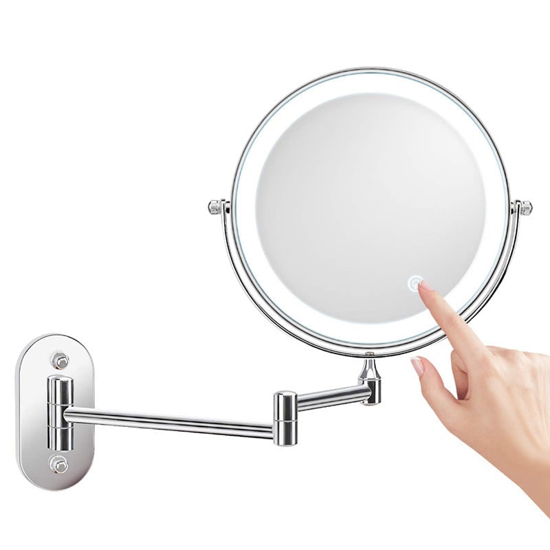 LED Lighted Makeup Mirror with Lights 10x Magnification and Extendable Folding Arm Wall Mount