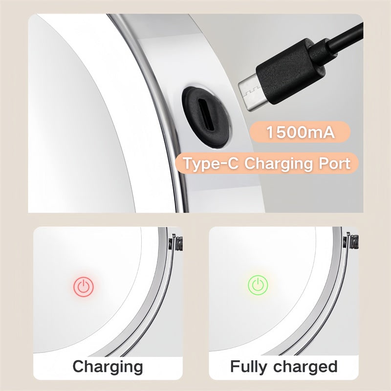 LED Lighted Makeup Mirror with Lights 10x Magnification and Extendable Folding Arm Wall Mount