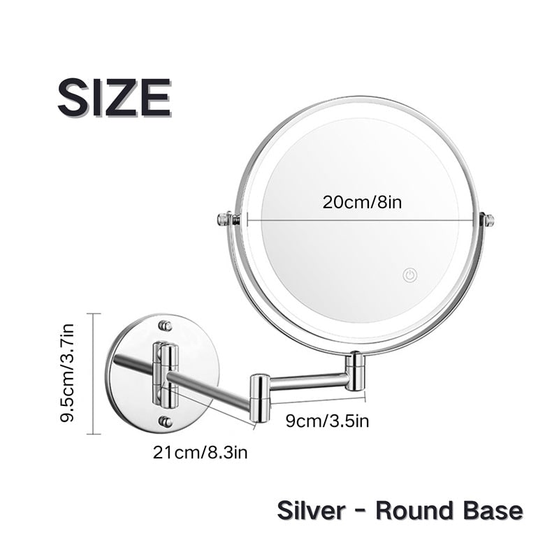 LED Lighted Makeup Mirror with Lights 10x Magnification and Extendable Folding Arm Wall Mount