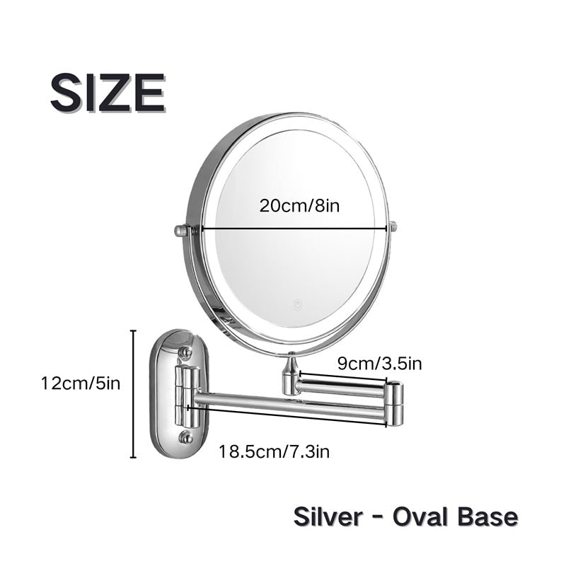 LED Lighted Makeup Mirror with Lights 10x Magnification and Extendable Folding Arm Wall Mount