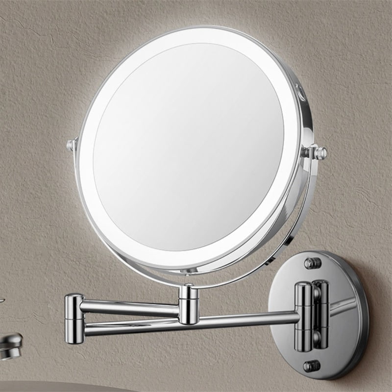 LED Lighted Makeup Mirror with Lights 10x Magnification and Extendable Folding Arm Wall Mount