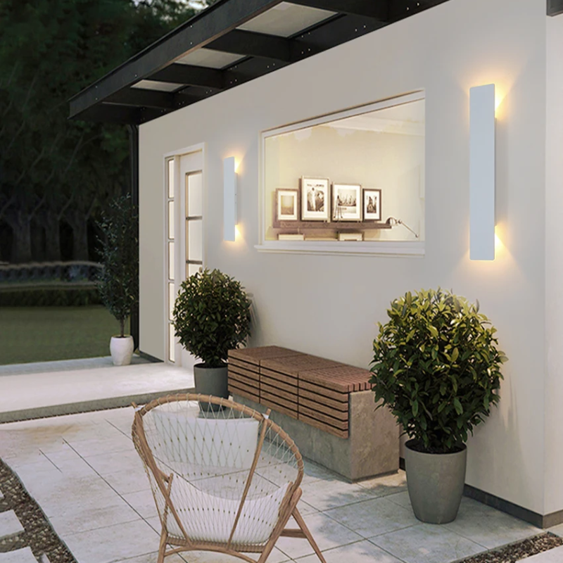 LED Wall Sconce with Up and Down Outdoor Lighting and Slim Rectangular Design