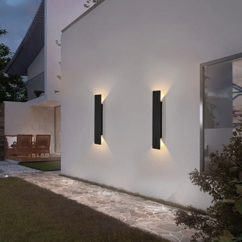 LED Wall Sconce with Up and Down Outdoor Lighting and Slim Rectangular Design