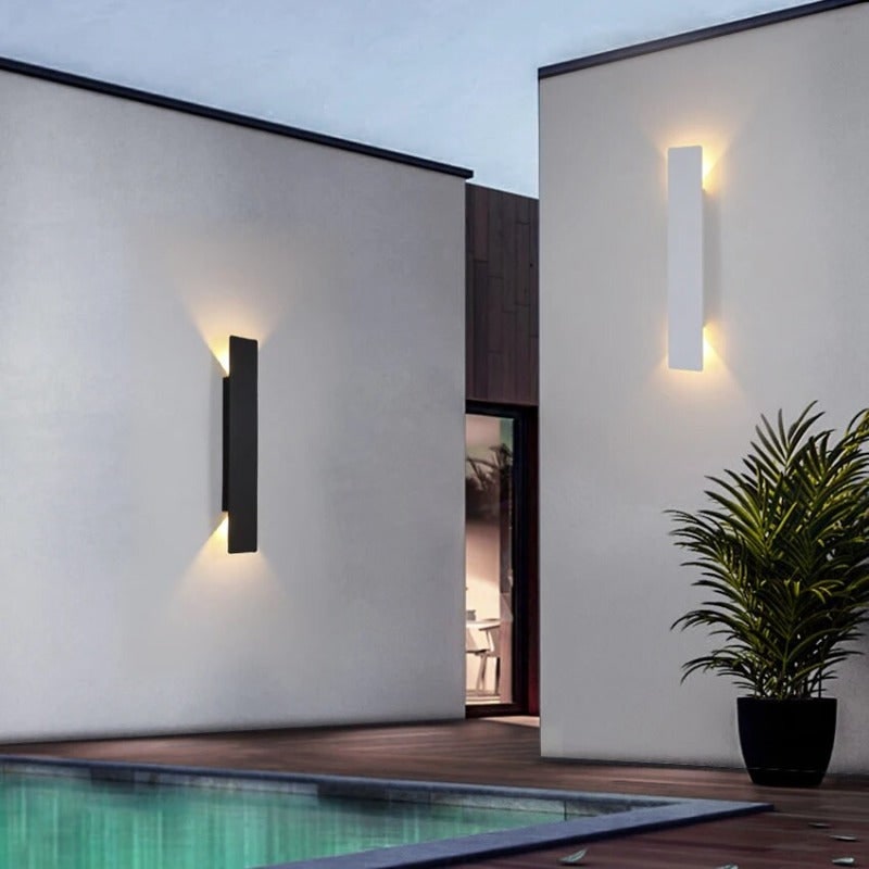 LED Wall Sconce with Up and Down Outdoor Lighting and Slim Rectangular Design