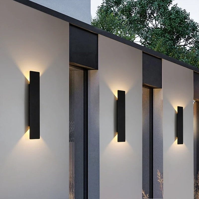 LED Wall Sconce with Up and Down Outdoor Lighting and Slim Rectangular Design
