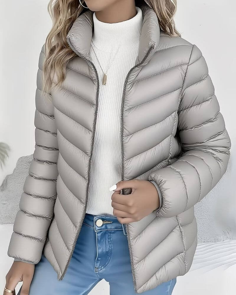 Rebecca | Women's Quilted Puffer Jacket High Collar Zip Up