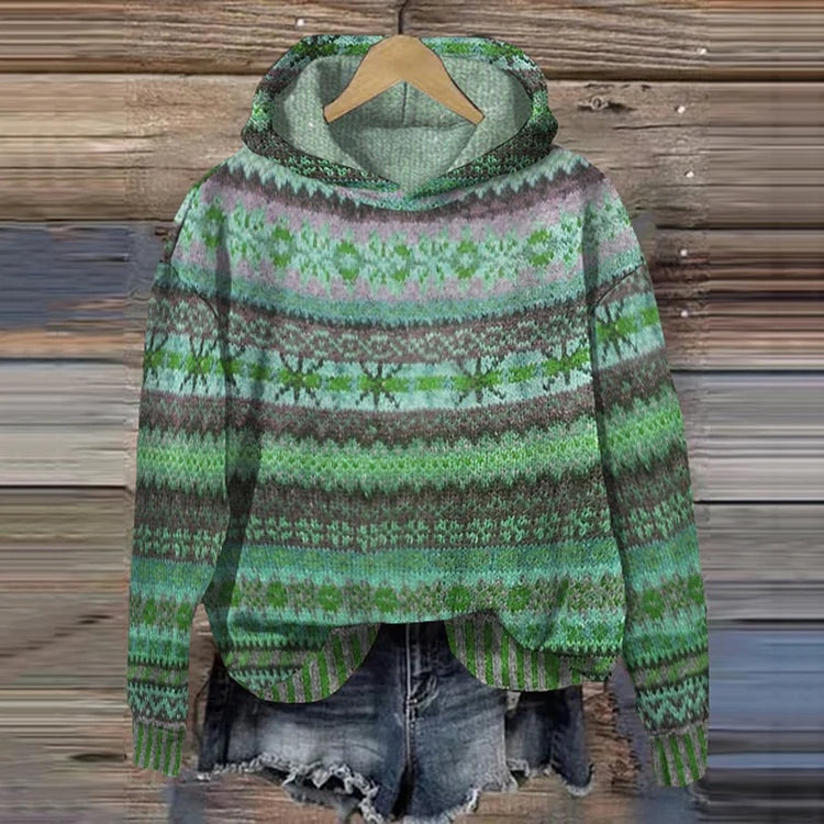 Catherine | Women's Aztec Print Hoodie Knit Pullover