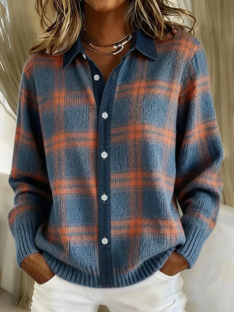Lettice | Women's Plaid Wool Button-Up Cardigan
