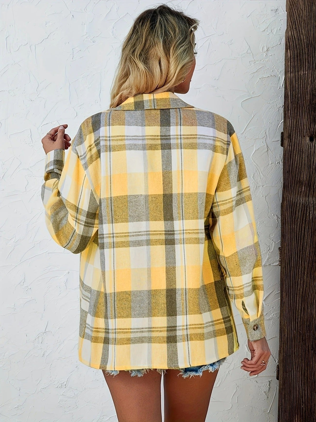Alexa | Women's Plaid Cotton Shirt Jacket Long Sleeve Oversized Shacket