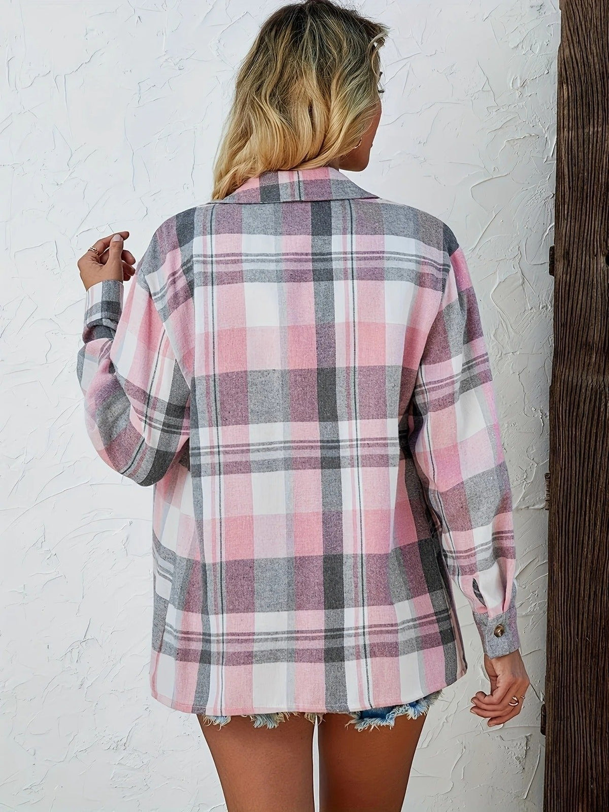 Alexa | Women's Plaid Cotton Shirt Jacket Long Sleeve Oversized Shacket