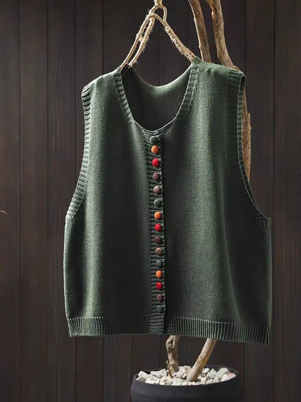 Eleanor | Women's Sleeveless Cardigan Sweater Vest Knit Button Up