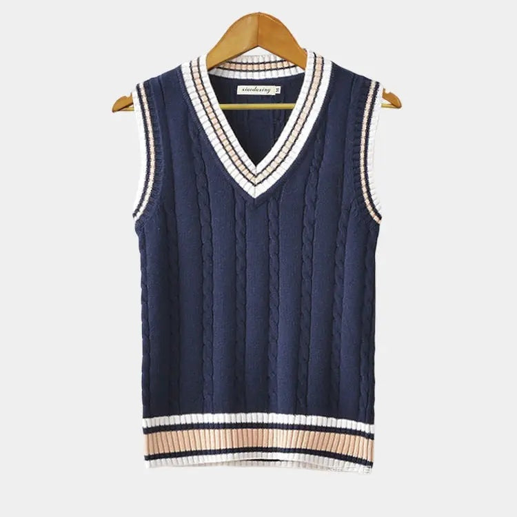 Everett | Men's V Neck Sweater Vest Cable Knit