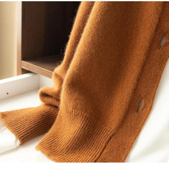 Audrey | Women's Lightweight Wool Sweater Mock Neck Buttons