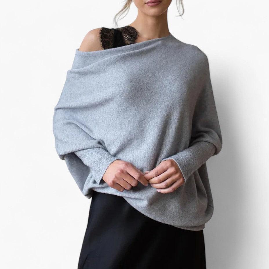 Penelope | Off-Shoulder Neckline Knit Texture Sweater