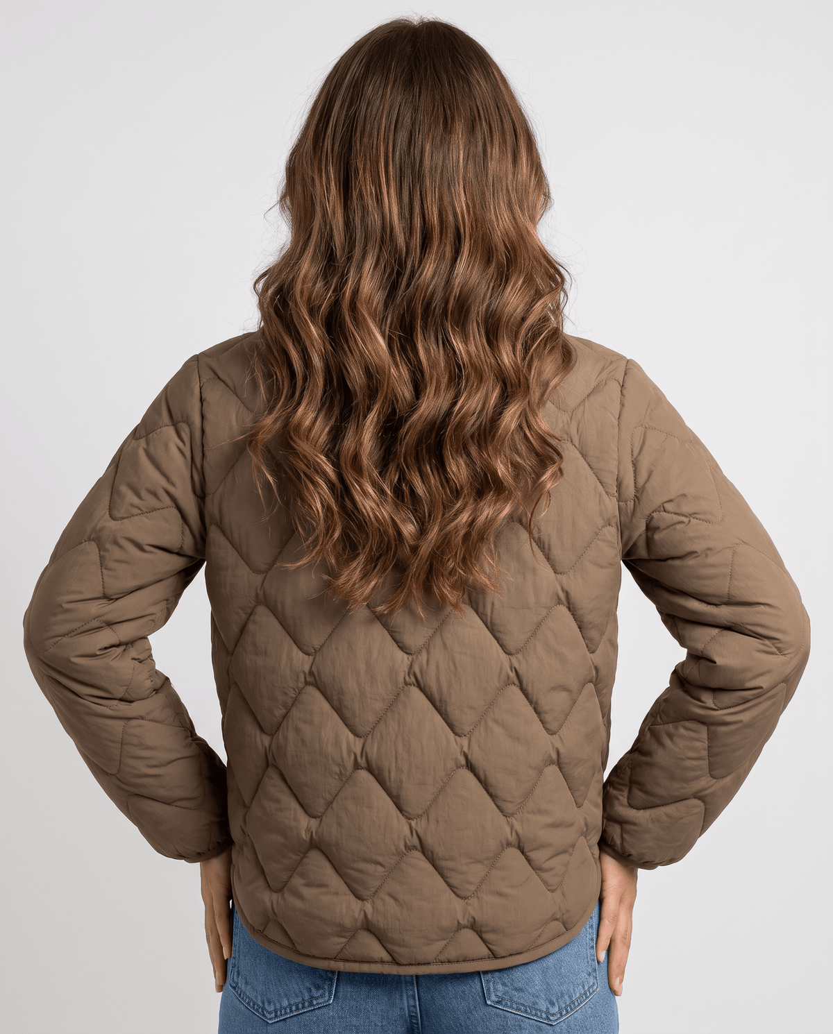Lightweight Duck Down Jacket – Quilted, V-Neck & Snap Front | Shermaine