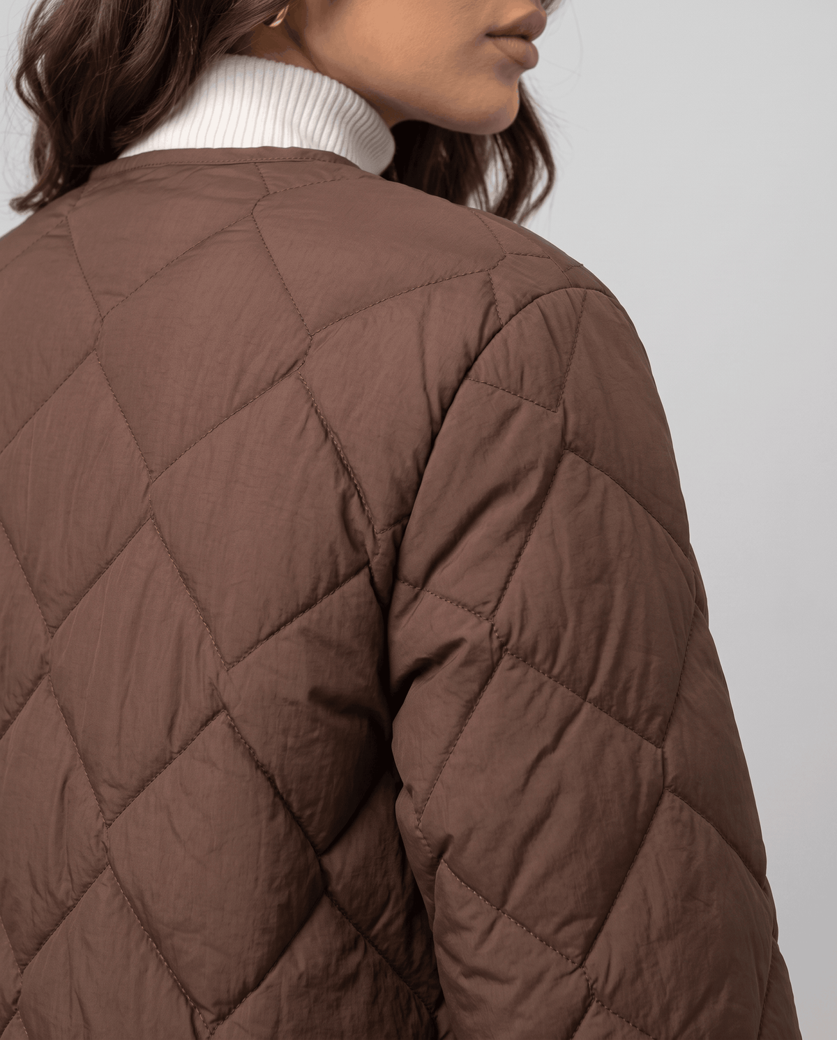 Lightweight Duck Down Jacket – Quilted, V-Neck & Snap Front | Shermaine