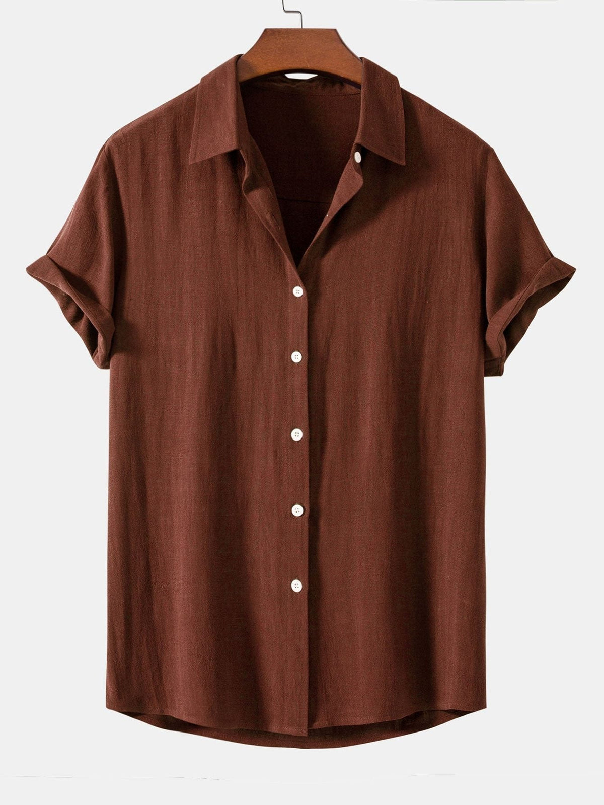 Linen Blend Relaxed Button-Down Shirt for Men