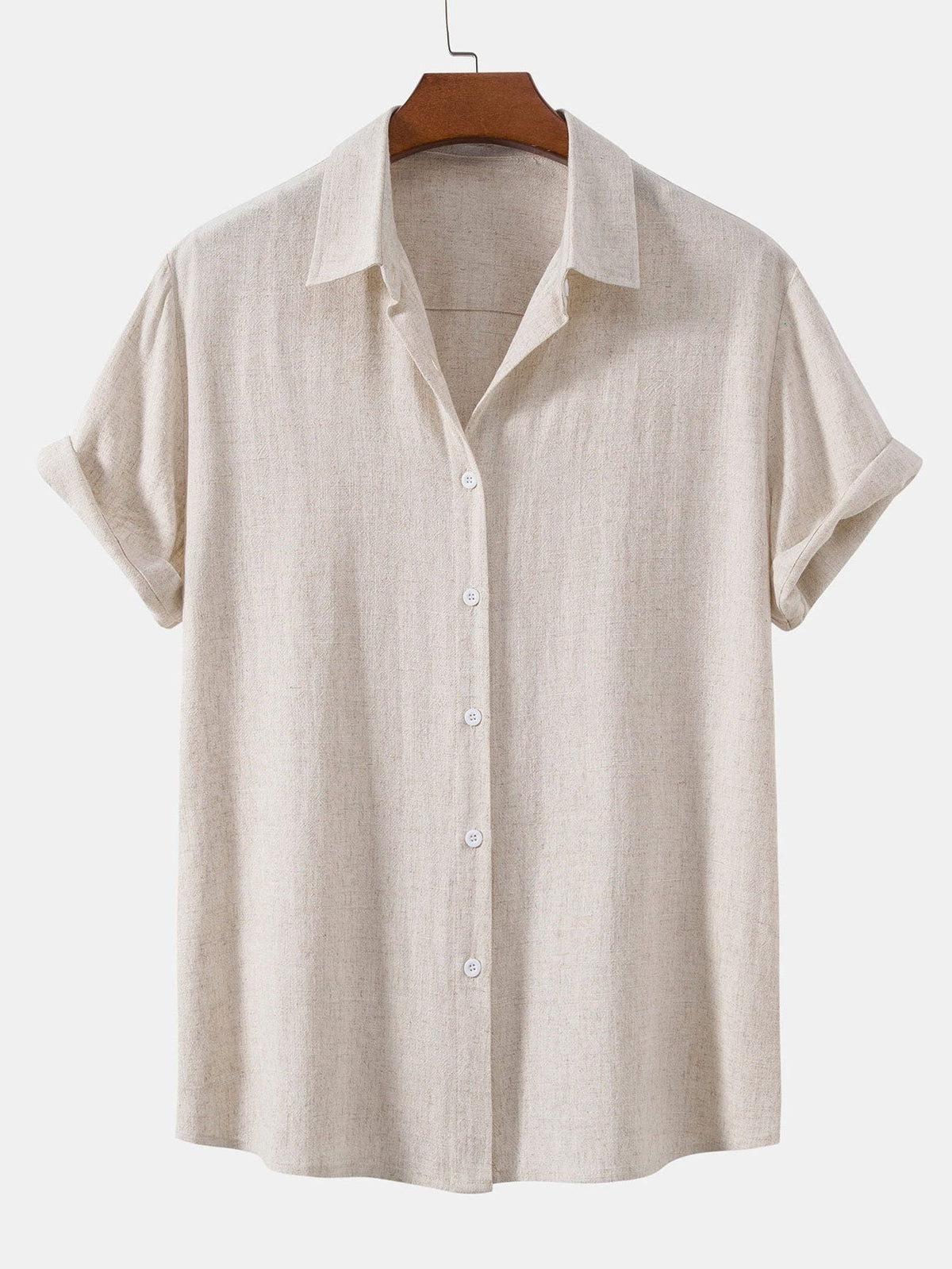 Linen Blend Relaxed Button-Down Shirt for Men