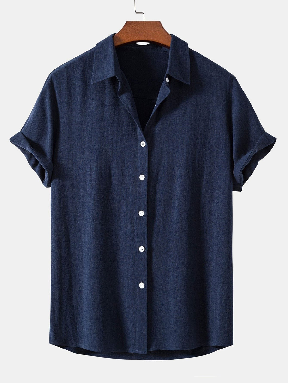 Linen Blend Relaxed Button-Down Shirt for Men