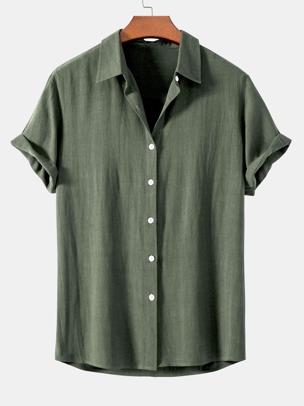 Linen Blend Relaxed Button-Down Shirt for Men