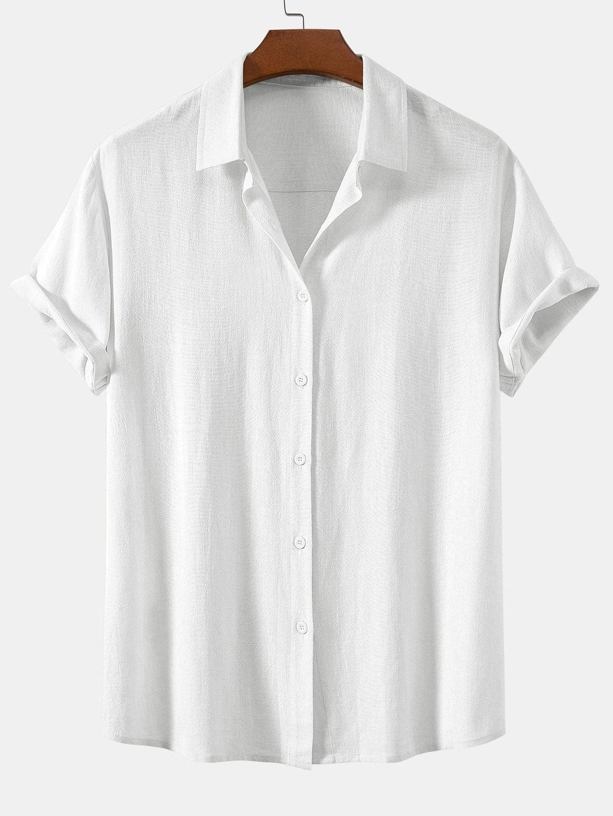 Linen Blend Relaxed Button-Down Shirt for Men
